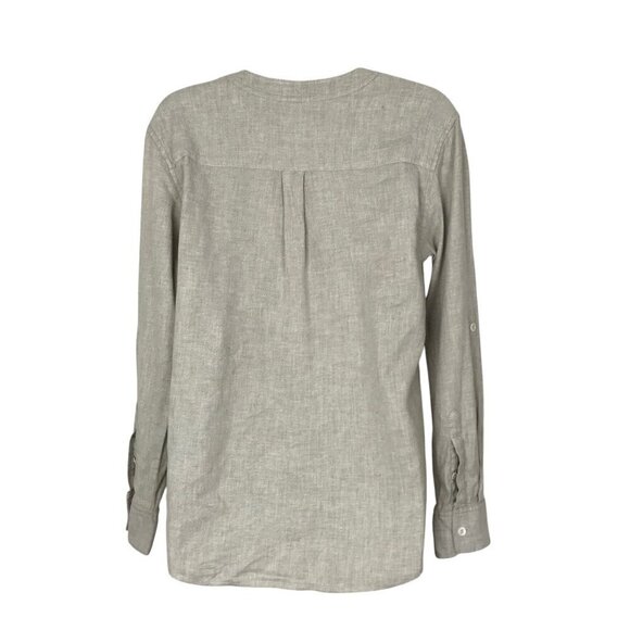 Theory Linen "Trisalta" Sandy neutral Button Down Shirt S - Picture 6 of 8